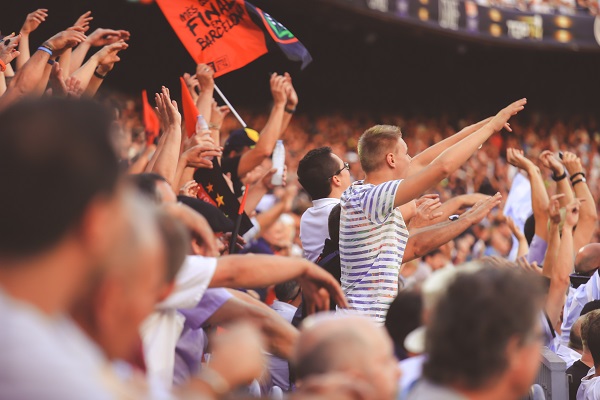 Blurred crowd of spectators on stadium at a sporting event